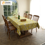 DIHINHOME Home Textile Tablecloth DIHIN HOME Pastoral Yellow Jacquard Tablecloth For Rectangle Tables,Custom Washed Linen Tablecloth,Handmade Rectangle Table Cover