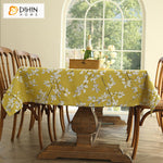 DIHINHOME Home Textile Tablecloth DIHIN HOME Pastoral Yellow Jacquard Tablecloth For Rectangle Tables,Custom Washed Linen Tablecloth,Handmade Rectangle Table Cover