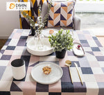 DIHINHOME Home Textile Tablecloth DIHIN HOME Retro Plaid Printed Tablecloth For Rectangle Tables,Custom Washed Linen Tablecloth,Handmade Rectangle Table Cover