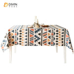 DIHINHOME Home Textile Tablecloth DIHIN HOME Retro Totems Printed Tablecloth For Rectangle Tables,Custom Washed Linen Tablecloth,Handmade Rectangle Table Cover