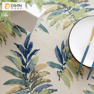 DIHINHOME Home Textile Tablecloth DIHIN HOME Tropical Forest Banana Leaves Printed Tablecloth For Rectangle Tables,Custom Washed Linen Tablecloth,Handmade Rectangle Table Cover