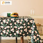 DIHINHOME Home Textile Tablecloth DIHIN HOME Vintage Garden Flowers Printed Tablecloth For Rectangle Tables,Custom Washed Linen Tablecloth,Handmade Rectangle Table Cover